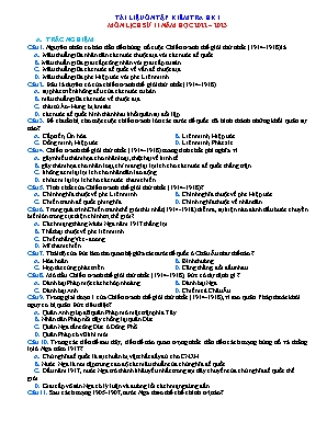 Tài liệu ôn tập kiểm tra học kì 1 Lịch sử Lớp 12 - Năm học 2022-2023 (Có đáp án)